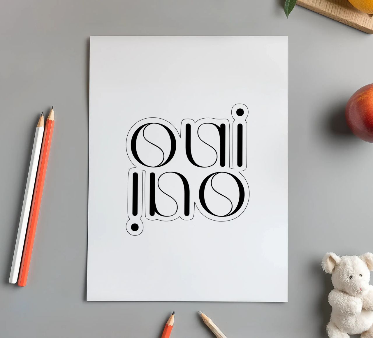 Oui Oui Typography Minimalist Simple Modern sticker sheet by YV TYPOGRAPHY