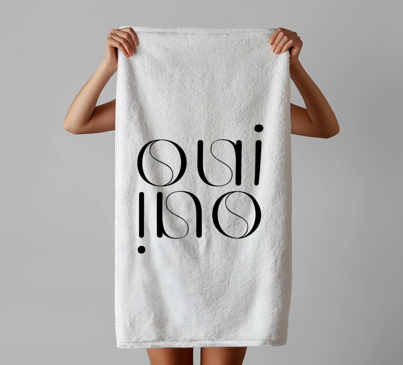 Oui Oui Typography Minimalist Simple Modern towel by YV TYPOGRAPHY