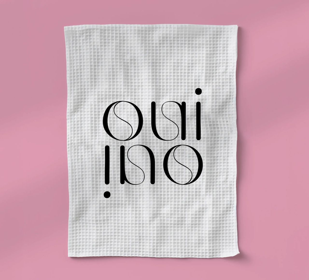 Oui Oui Typography Minimalist Simple Modern tea towel by YV TYPOGRAPHY