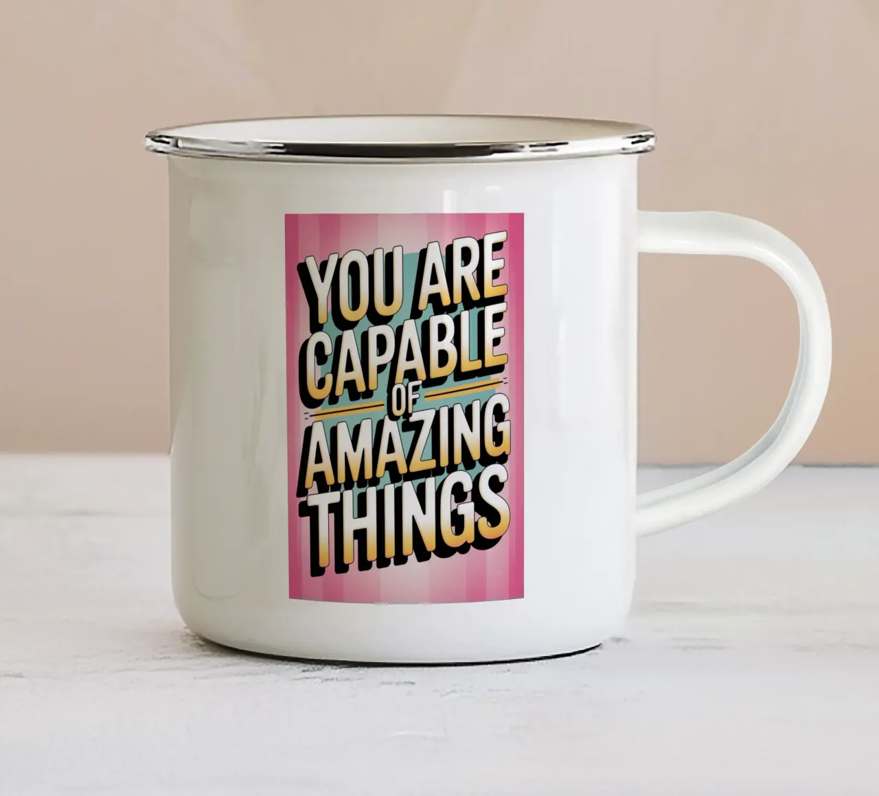 Siete in grado di fare cose incredibili tazza in smalto da logic