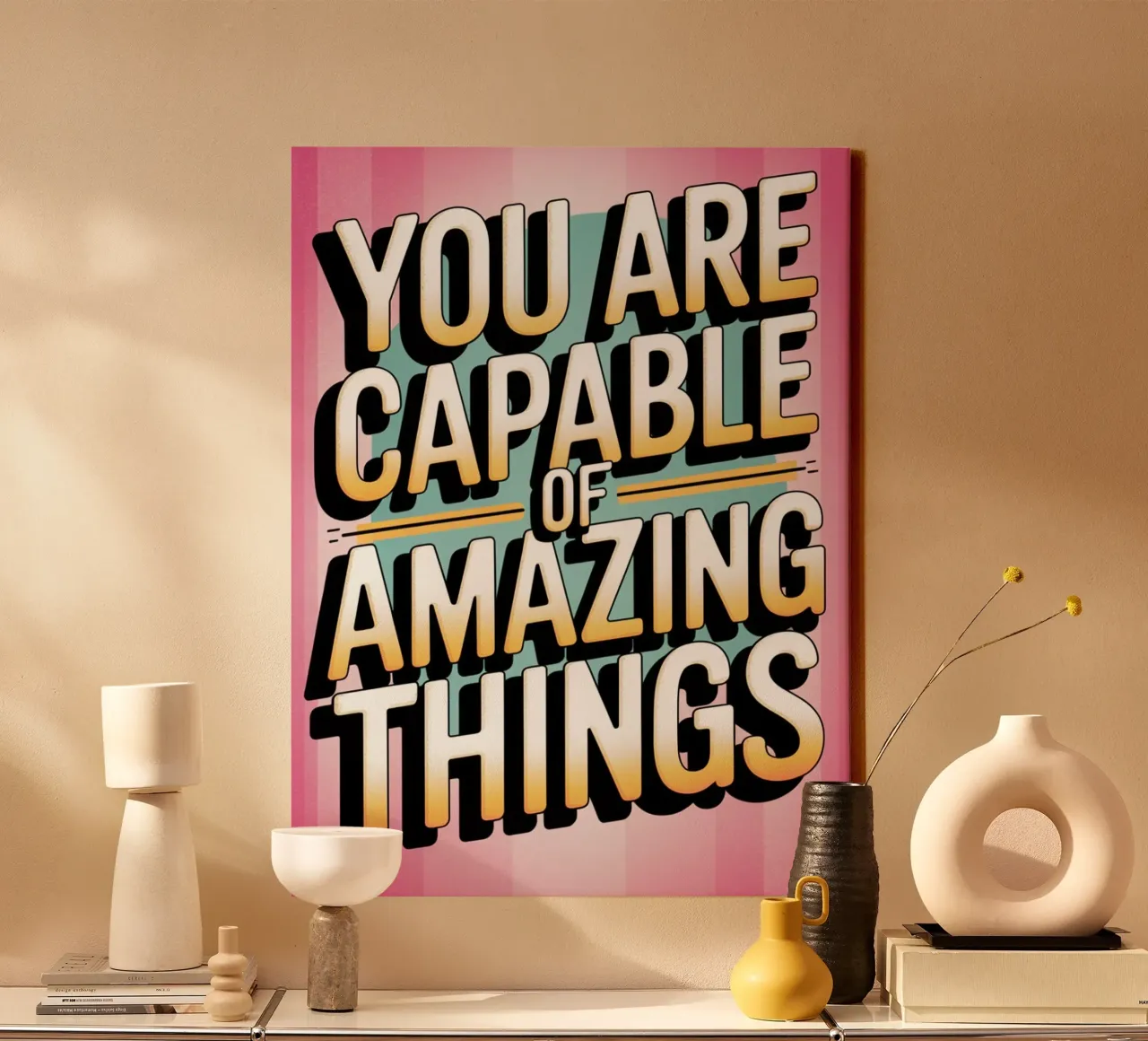 You Are Capable of Amazing Things canvas with Floater frame by logic