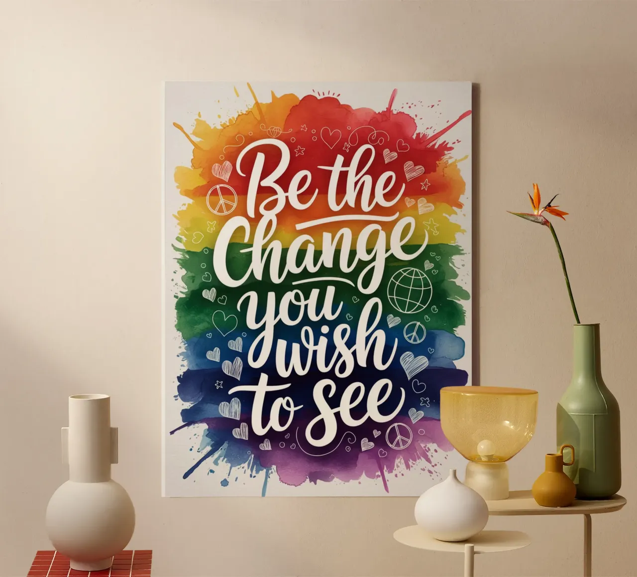 Be the Change You Wish to See canvas with Floater frame by logic