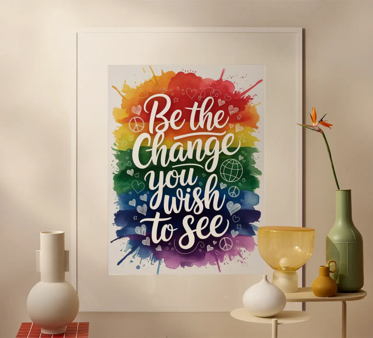 Siate il cambiamento che desiderate vedere poster con telaio in alluminio da logic