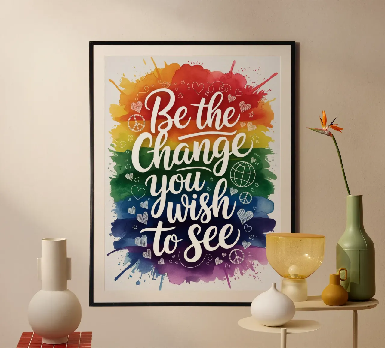 Siate il cambiamento che desiderate vedere poster con telaio in alluminio da logic