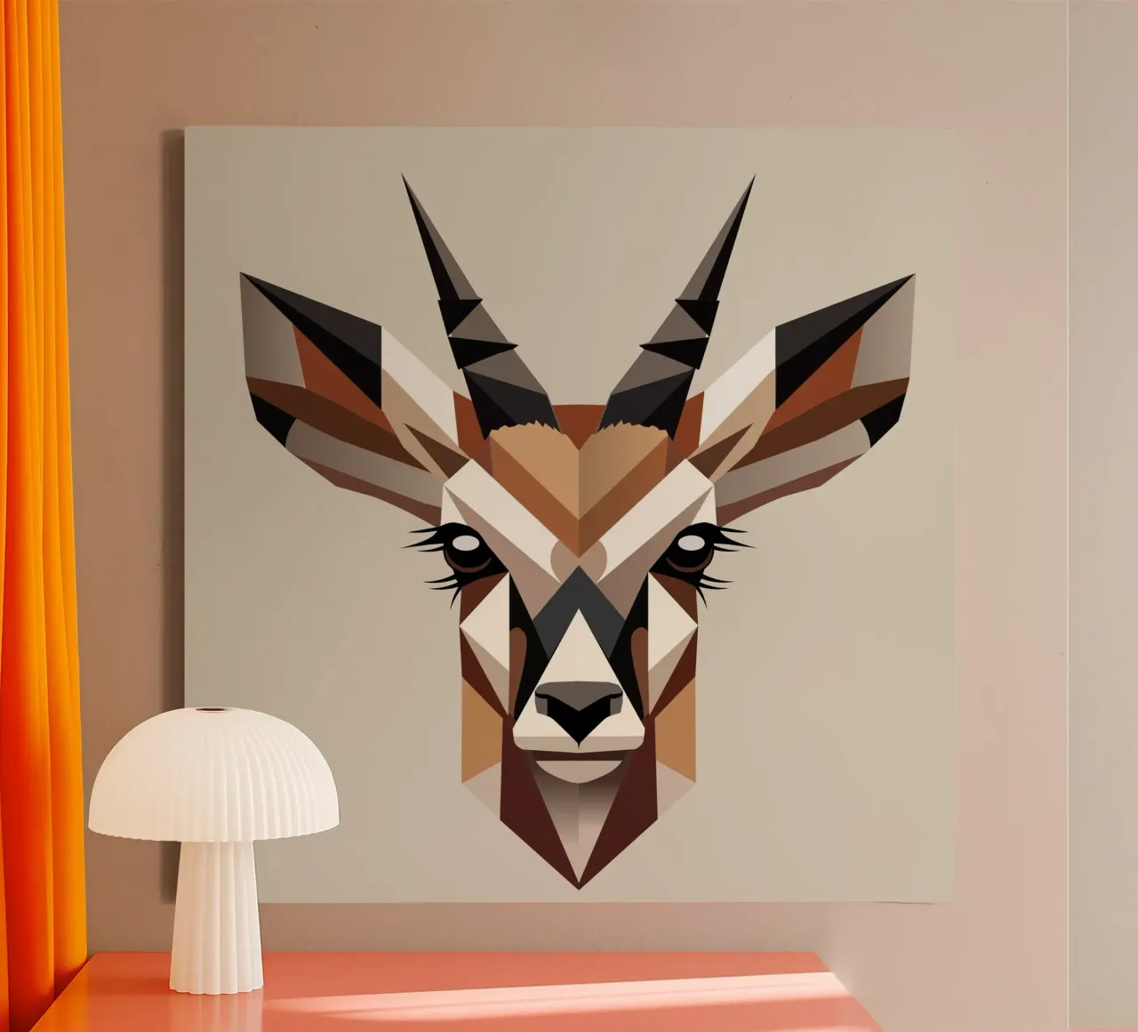 Geometrisch antilopenhoofd - elegantie en wildernis gecombineerd canvas van namosh