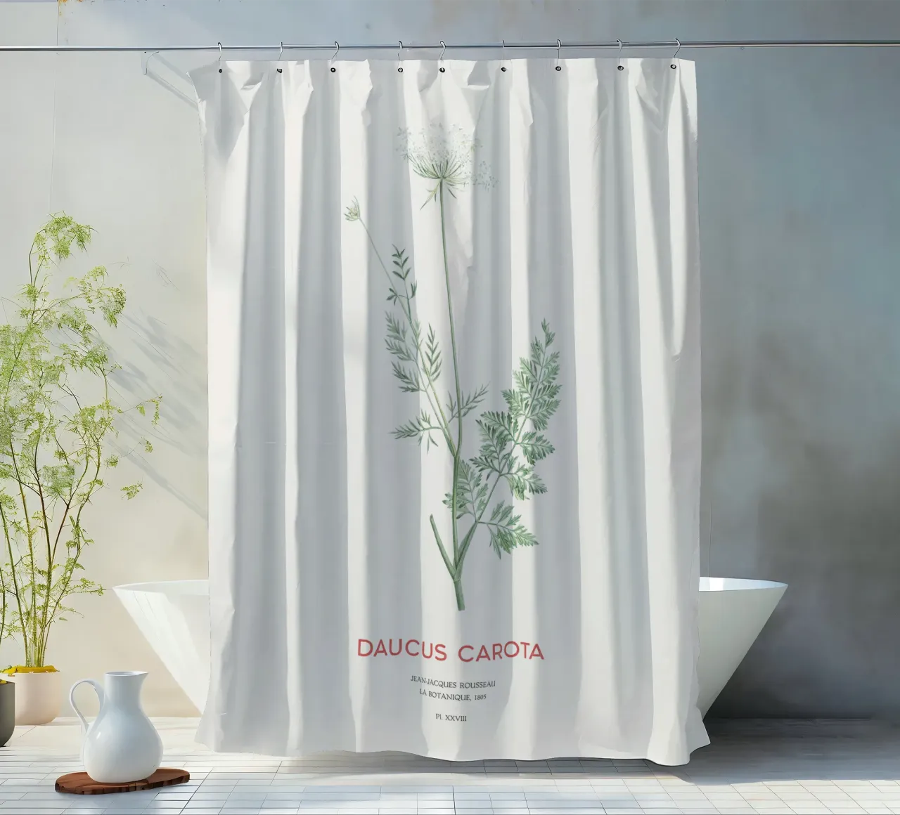 Wilde Möhre oder Daucus carota Duschvorhang von Vintagrafica