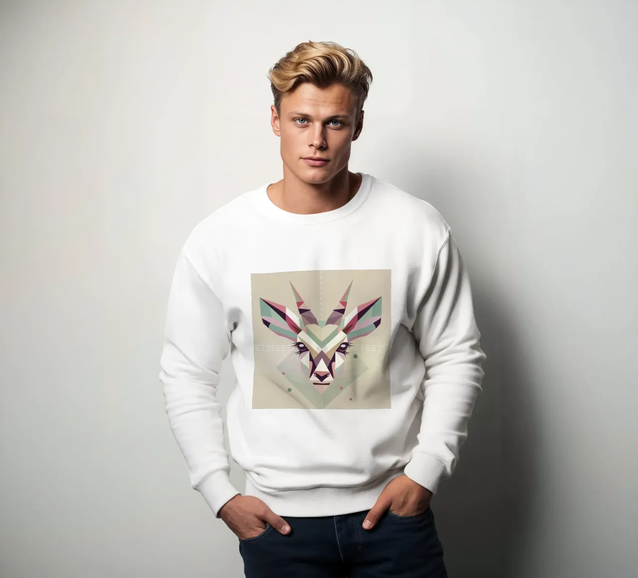 Testa dikdik geometrica e colorata - eleganza moderna felpa da namosh