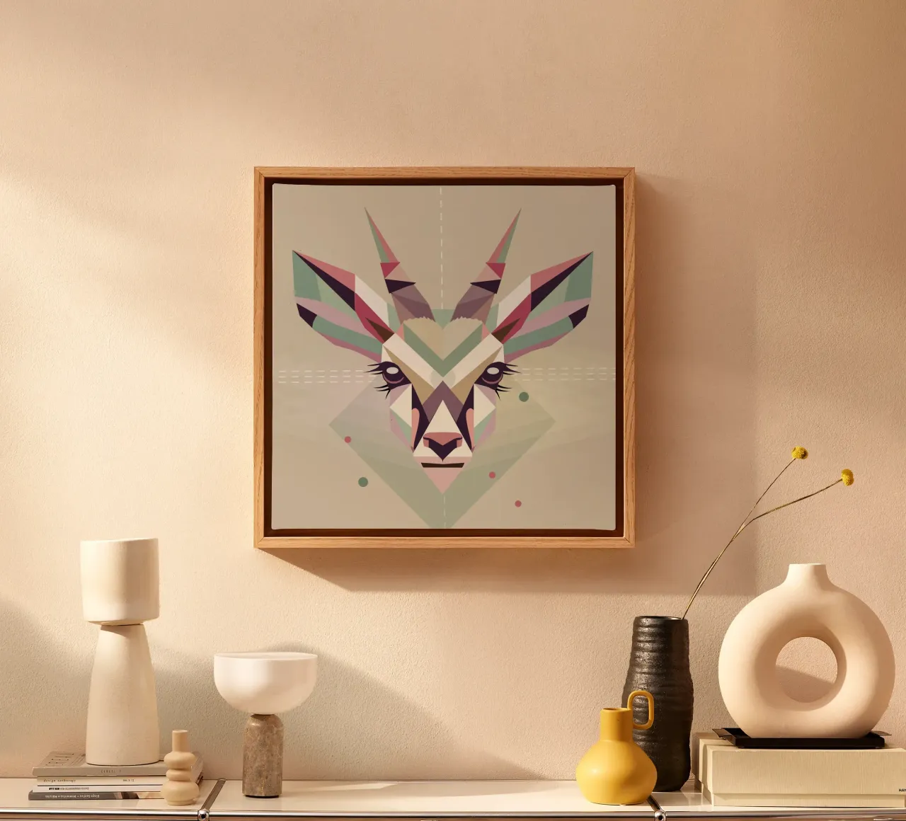 Testa dikdik geometrica e colorata - eleganza moderna tela con Cornice a cassetta da namosh
