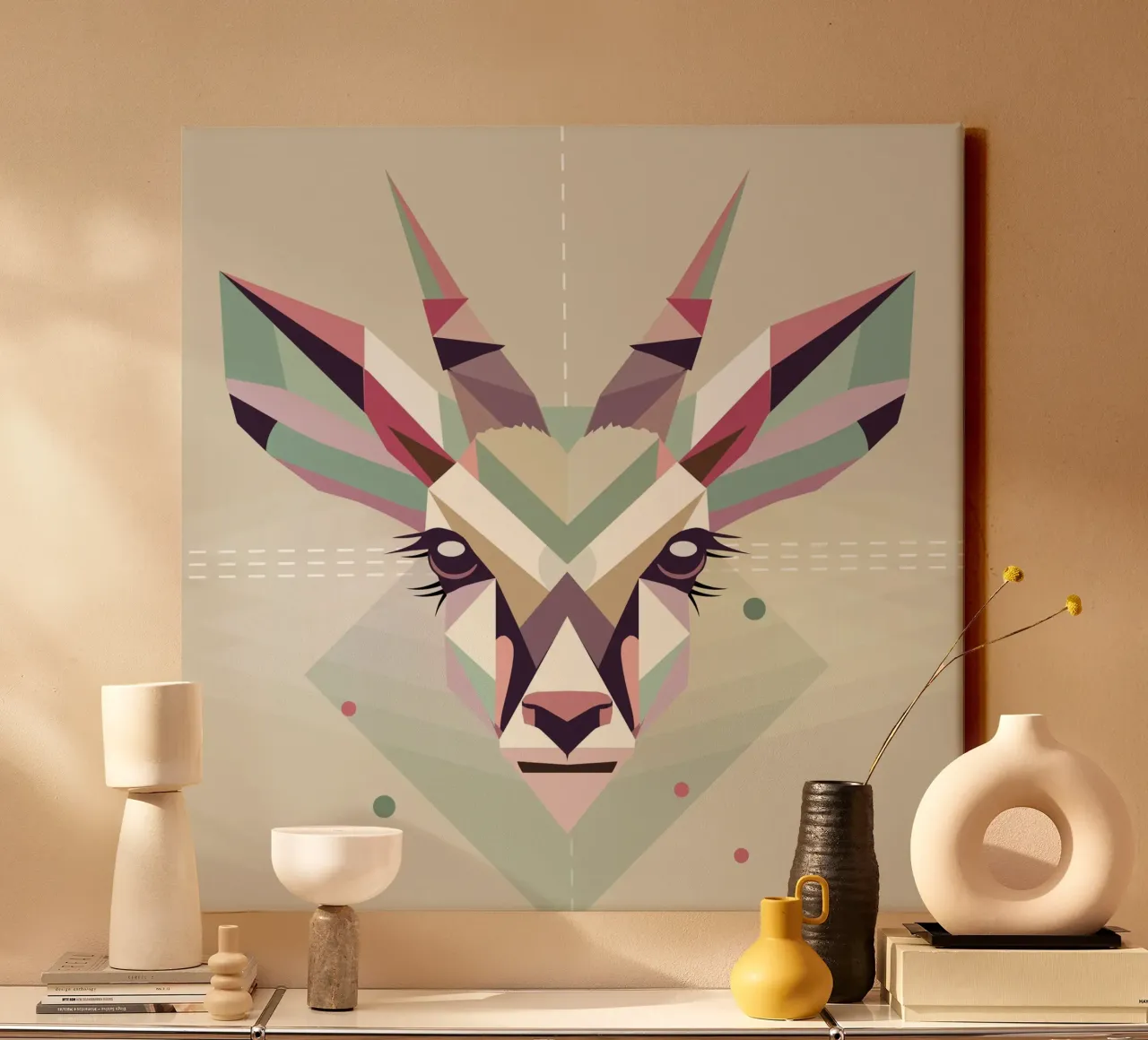 Testa dikdik geometrica e colorata - eleganza moderna tela con Cornice a cassetta da namosh