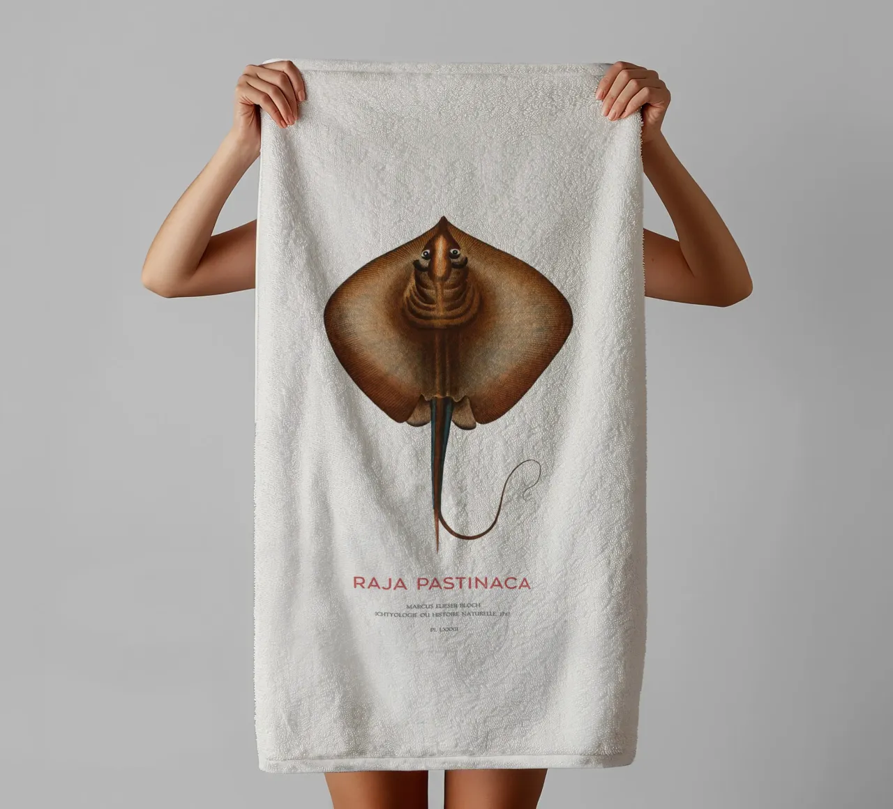 Mantarraya común o Raja pastinaca toalla de baño de Vintagrafica