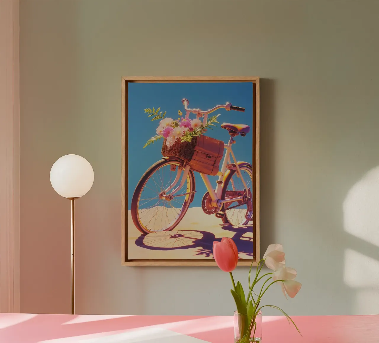 Bicycle with Flower tela con Cornice a cassetta da Attaboy Dsgn