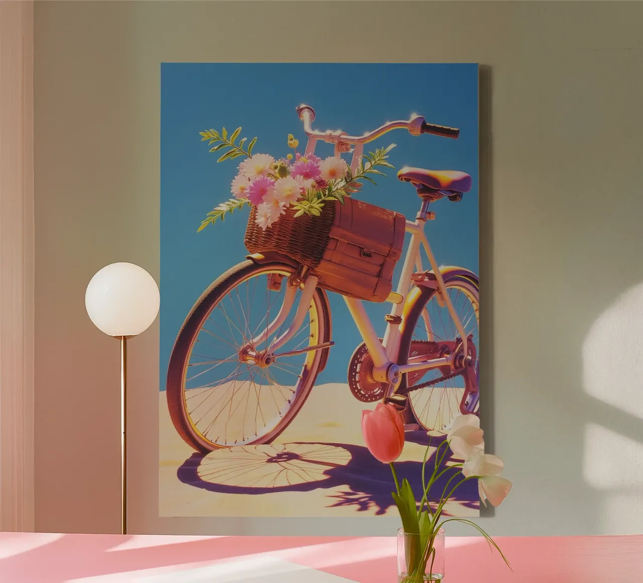 Bicycle with Flower tela con Cornice a cassetta da Attaboy Dsgn