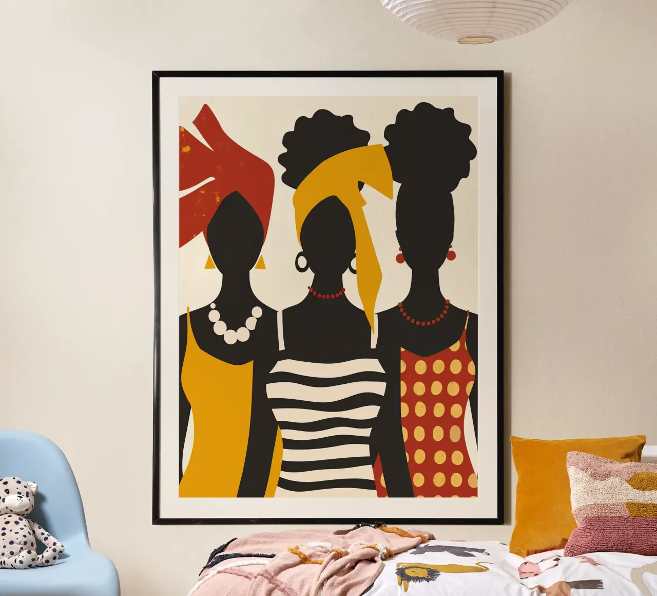 Tre donne caraibiche decorative - Dichiarazione per la diversità poster con telaio in alluminio da Autofocus