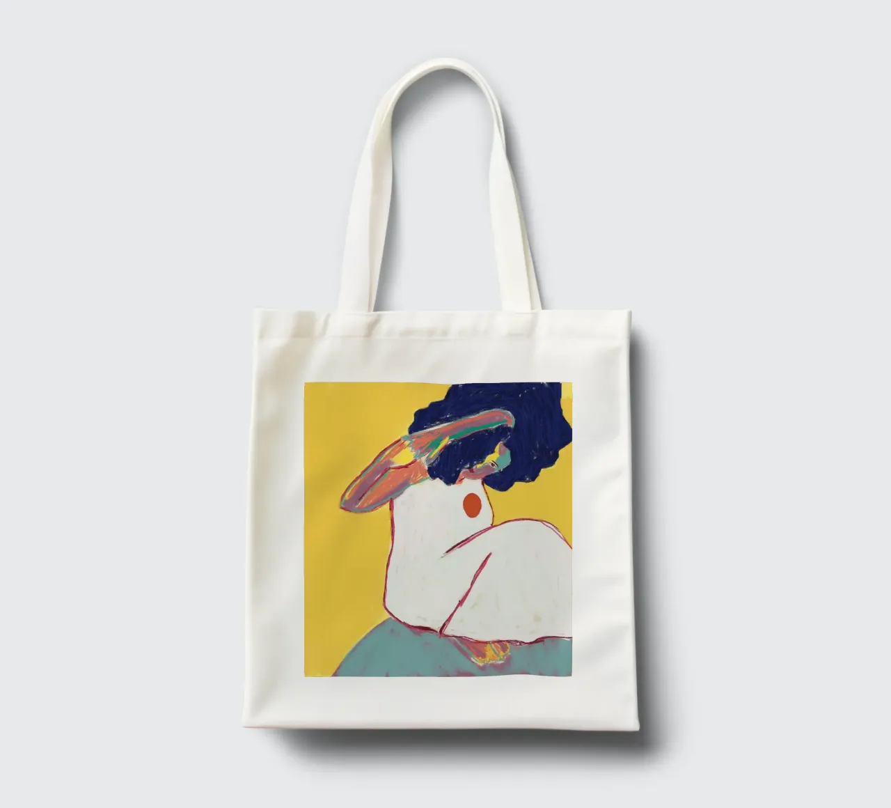 Woman Sitting on the Rock tote bag by tainah negreiros