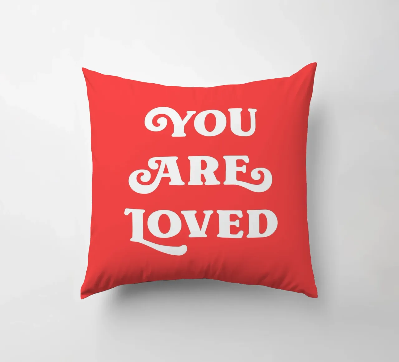 You are loved (Sweet Red Tone) decorative cushion by Paigaam Studio