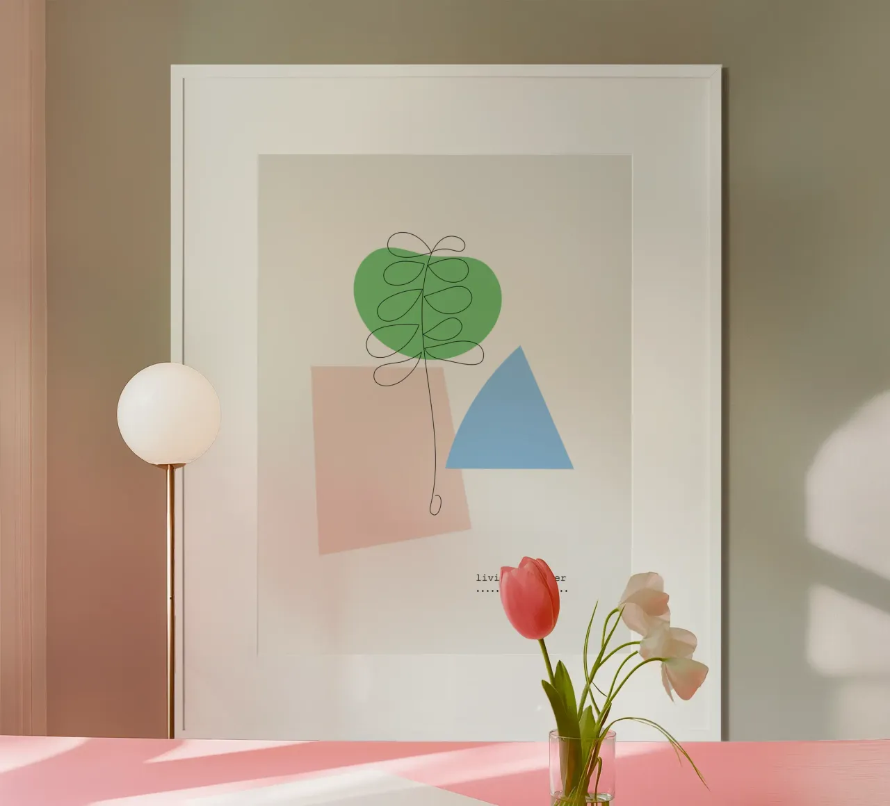 LIVING TOGETHER poster con telaio in plastica da natural neutral