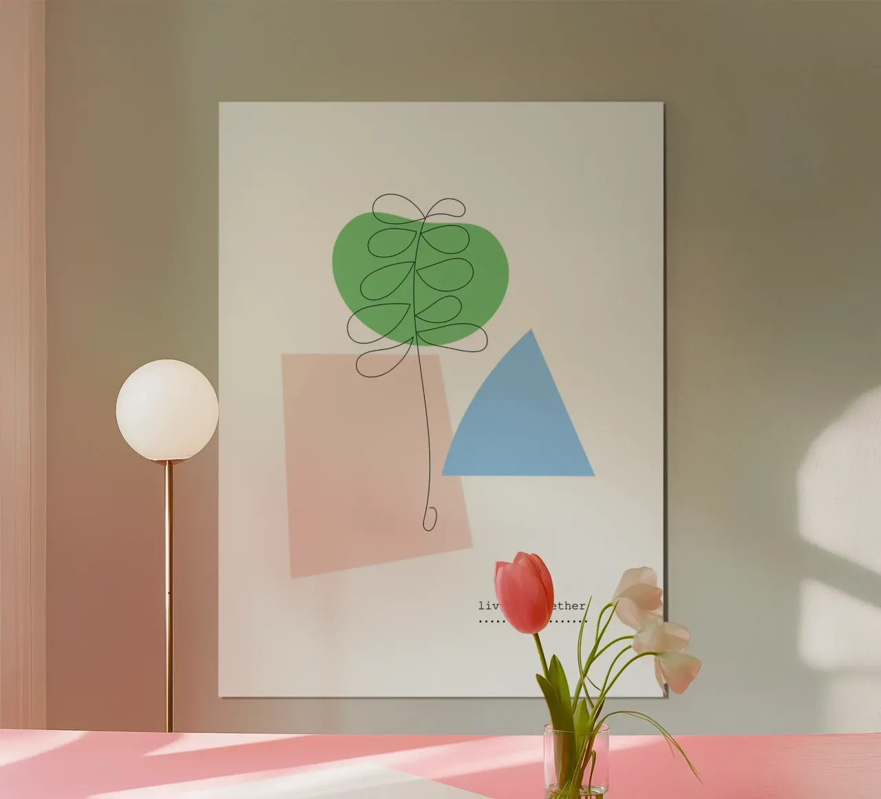 LIVING TOGETHER poster con telaio in plastica da natural neutral