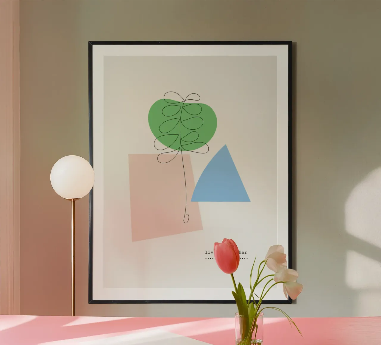 LIVING TOGETHER poster con telaio in plastica da natural neutral