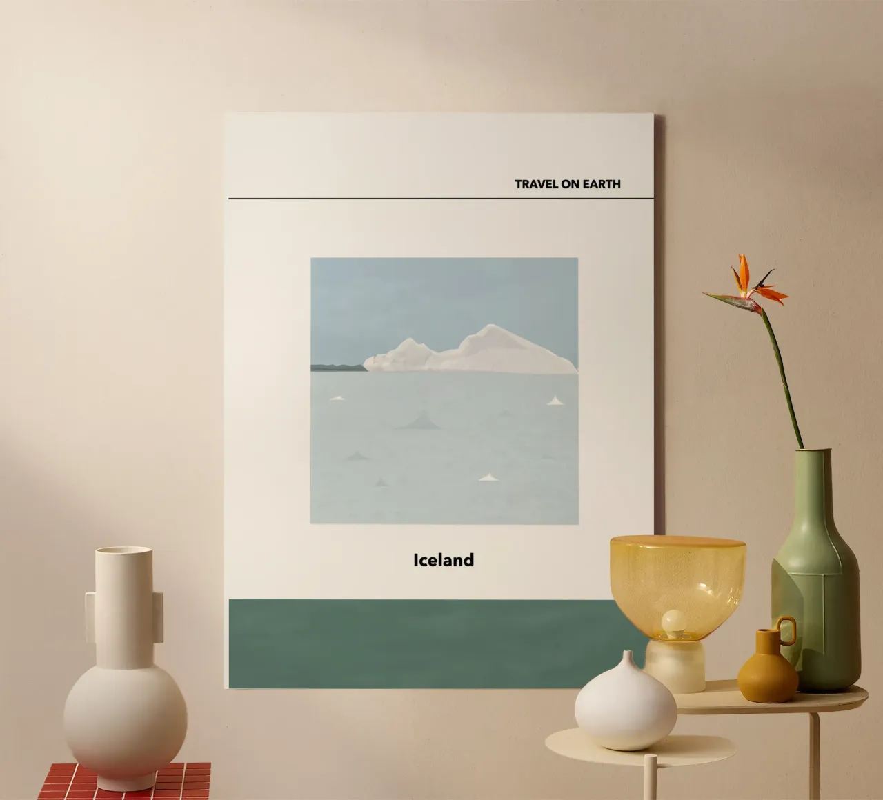 TRAVELING ON EARTH - ICELAND - canvas met Baklijst van natural neutral