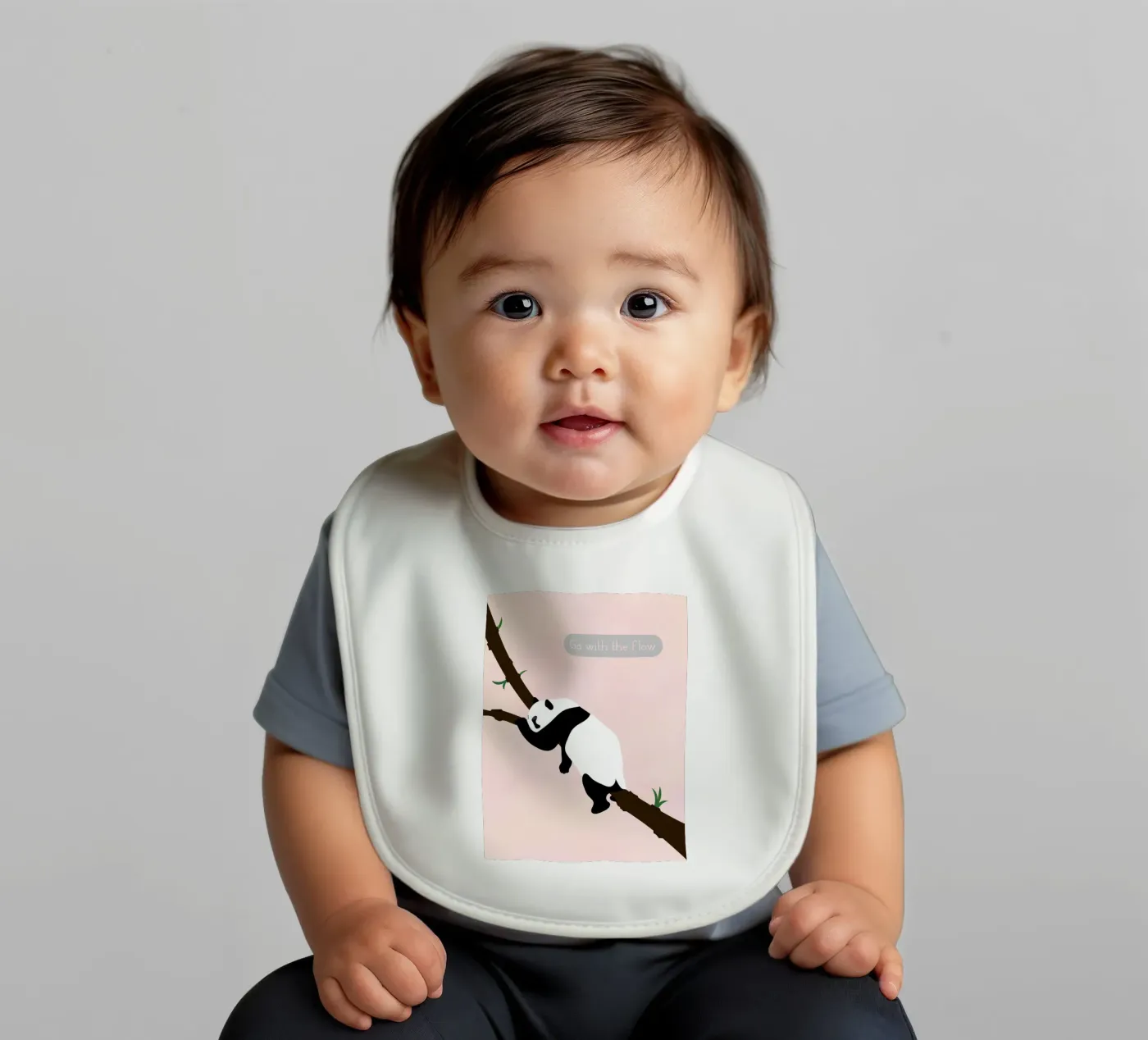 panda baby bib by natural neutral