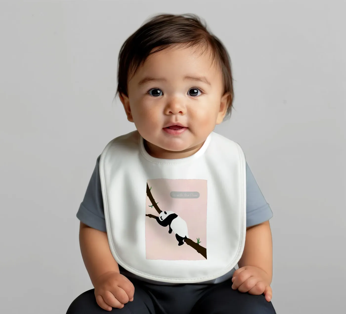 panda baby bib by natural neutral