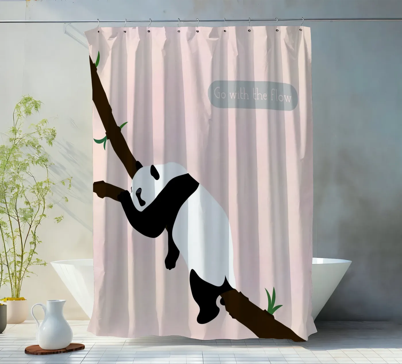 panda douchegordijn van natural neutral
