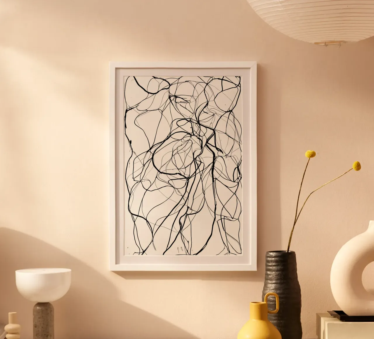 Linienkunst mit Tiefe – Abstrakte Komposition für stilvolle Hahnemühle von Kunst und Kontrast