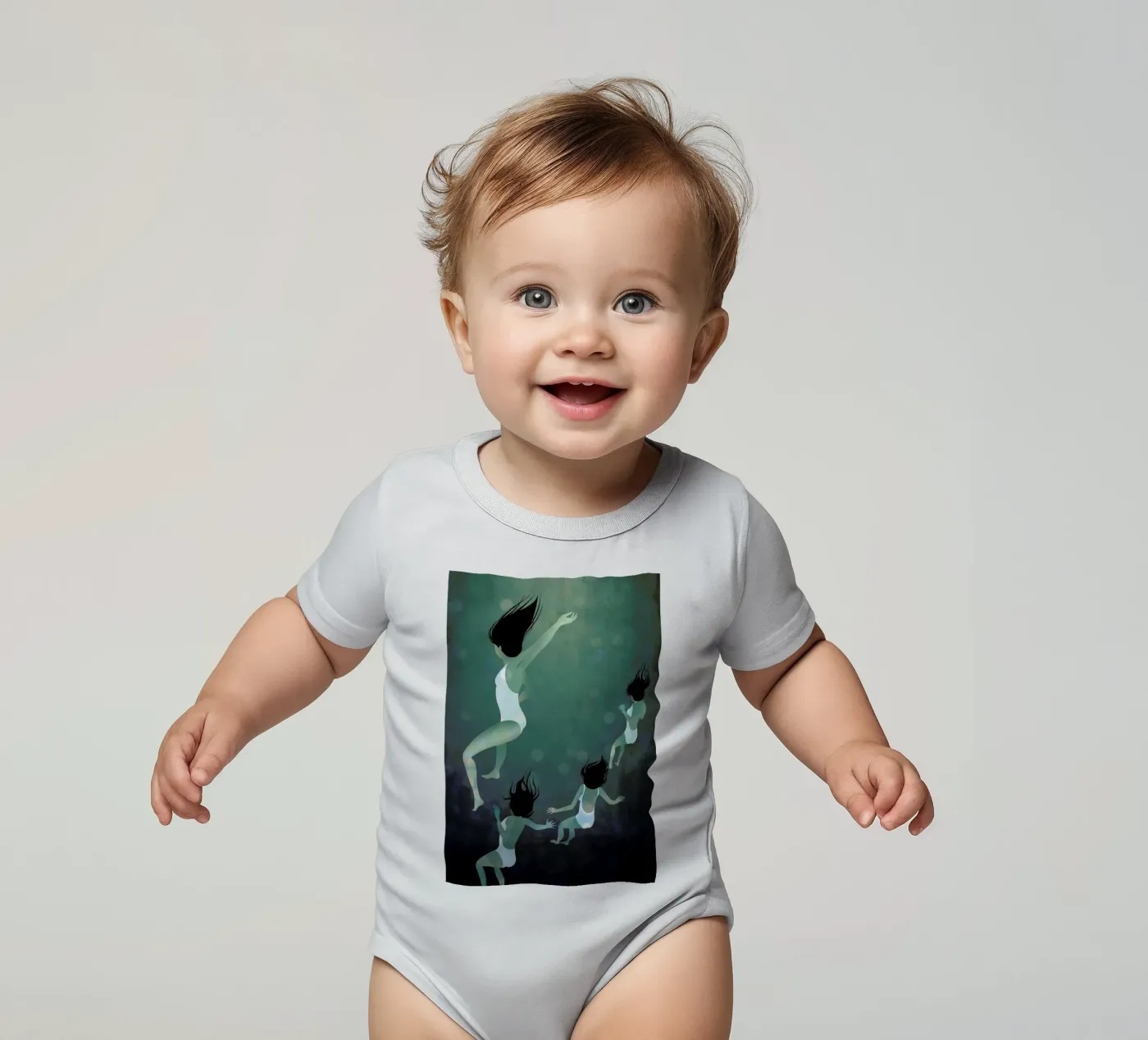 Hello Future short-sleeve baby romper by Lesja Chernish