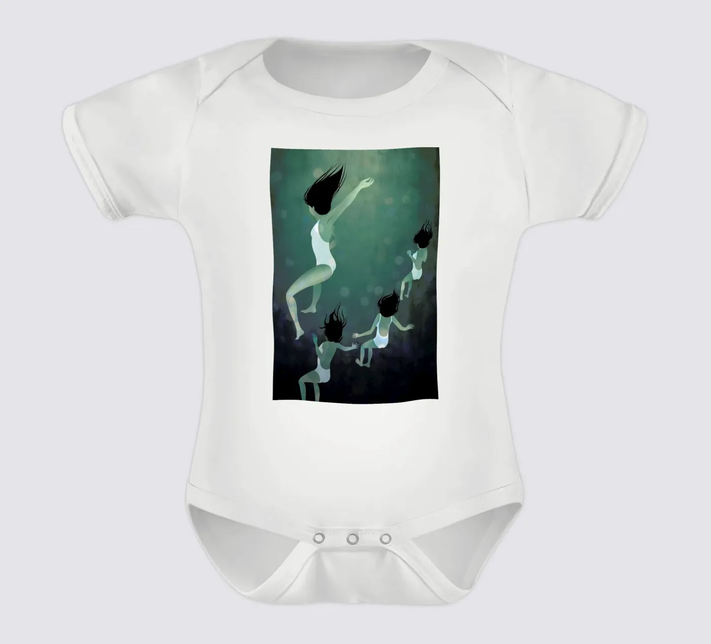 Hello Future short-sleeve baby romper by Lesja Chernish