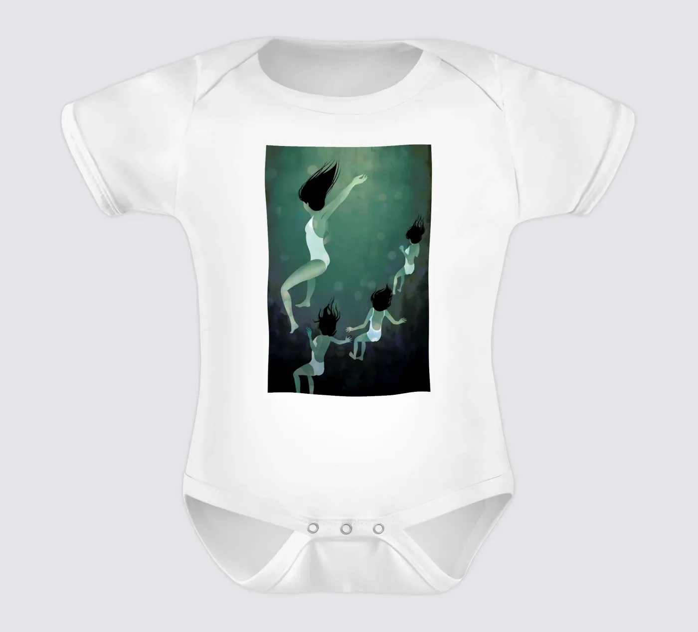 Hello Future short-sleeve baby romper by Lesja Chernish