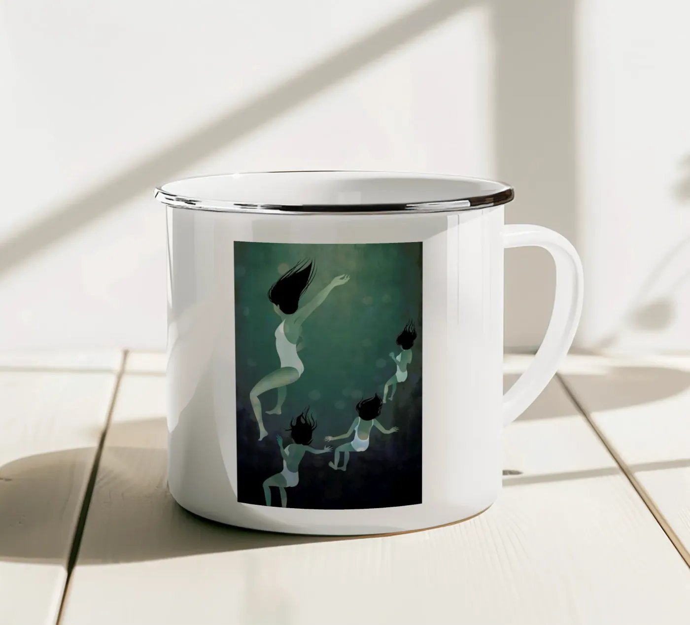 Hello Future enamel mug by Lesja Chernish