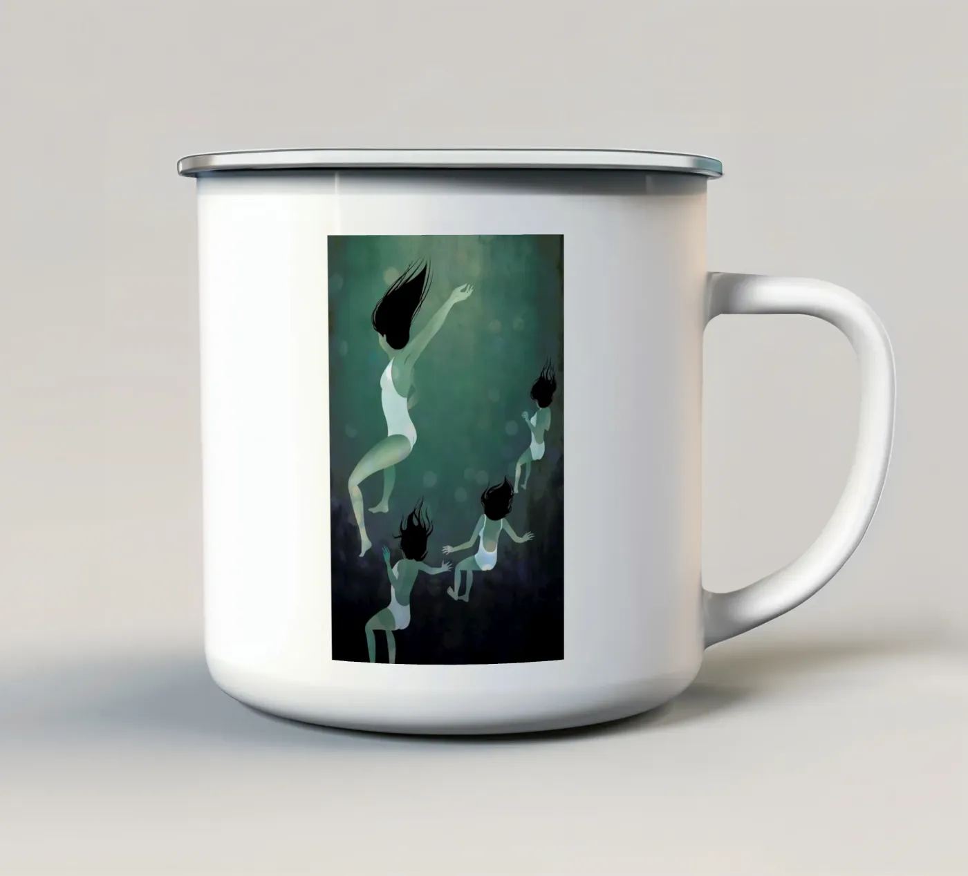 Hello Future enamel mug by Lesja Chernish