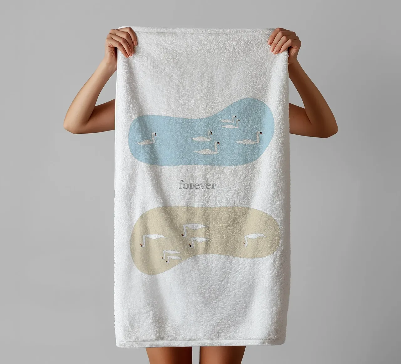 forever - swan towel by natural neutral