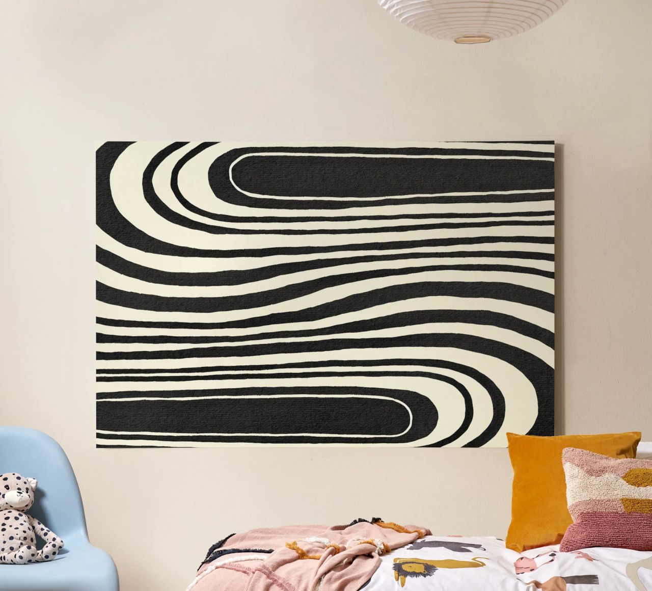 Dynamic waves - Abstract black and white art for modern canvas by Kunst und Kontrast