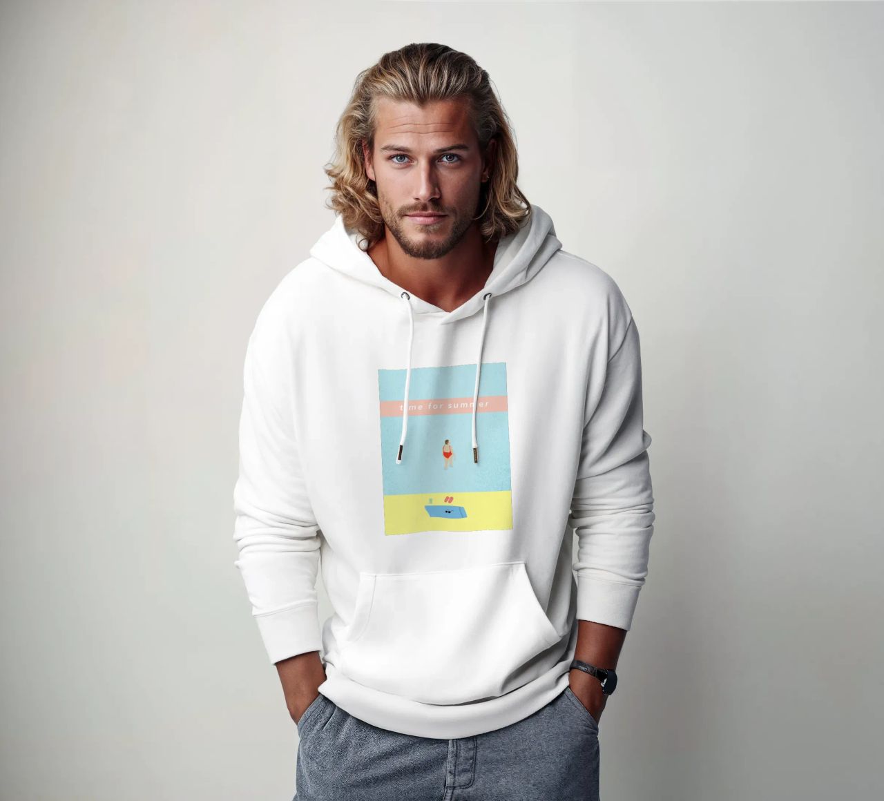 time for summer felpa con cappuccio da natural neutral