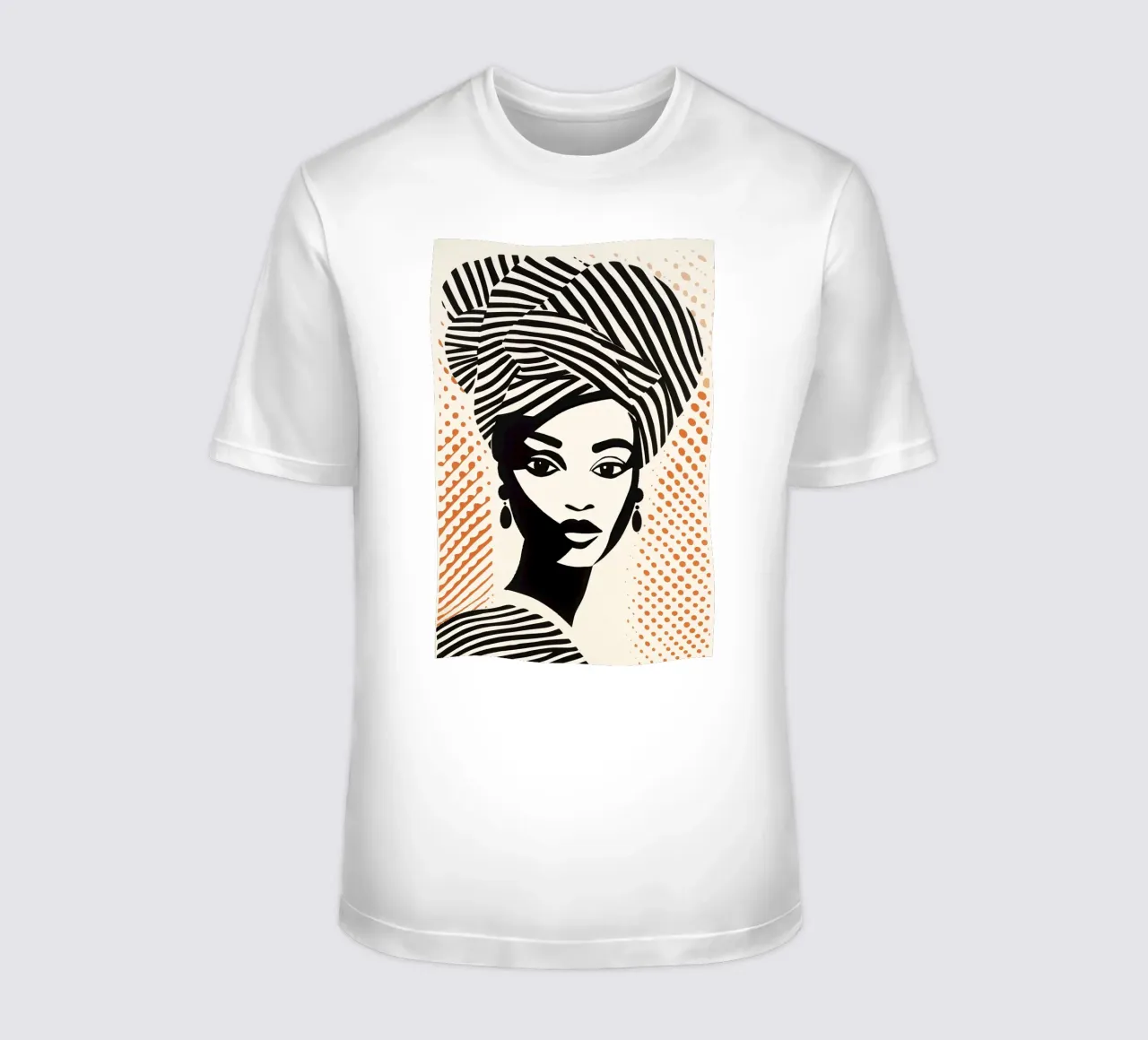 Donna con turbante a righe e motivo a pois | Paravento a mezzatinta t-shirt da Autofocus