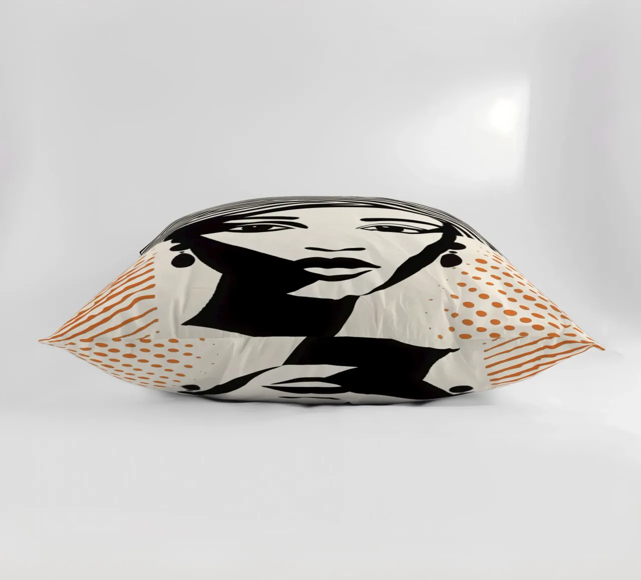 Donna con turbante a righe e motivo a pois | Paravento a mezzatinta cuscino da Autofocus