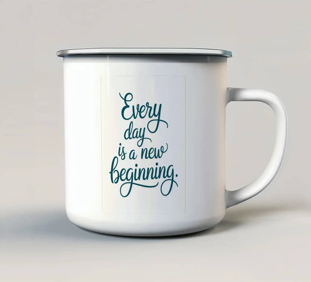 Every day is a new beginning. enamel mug by logic