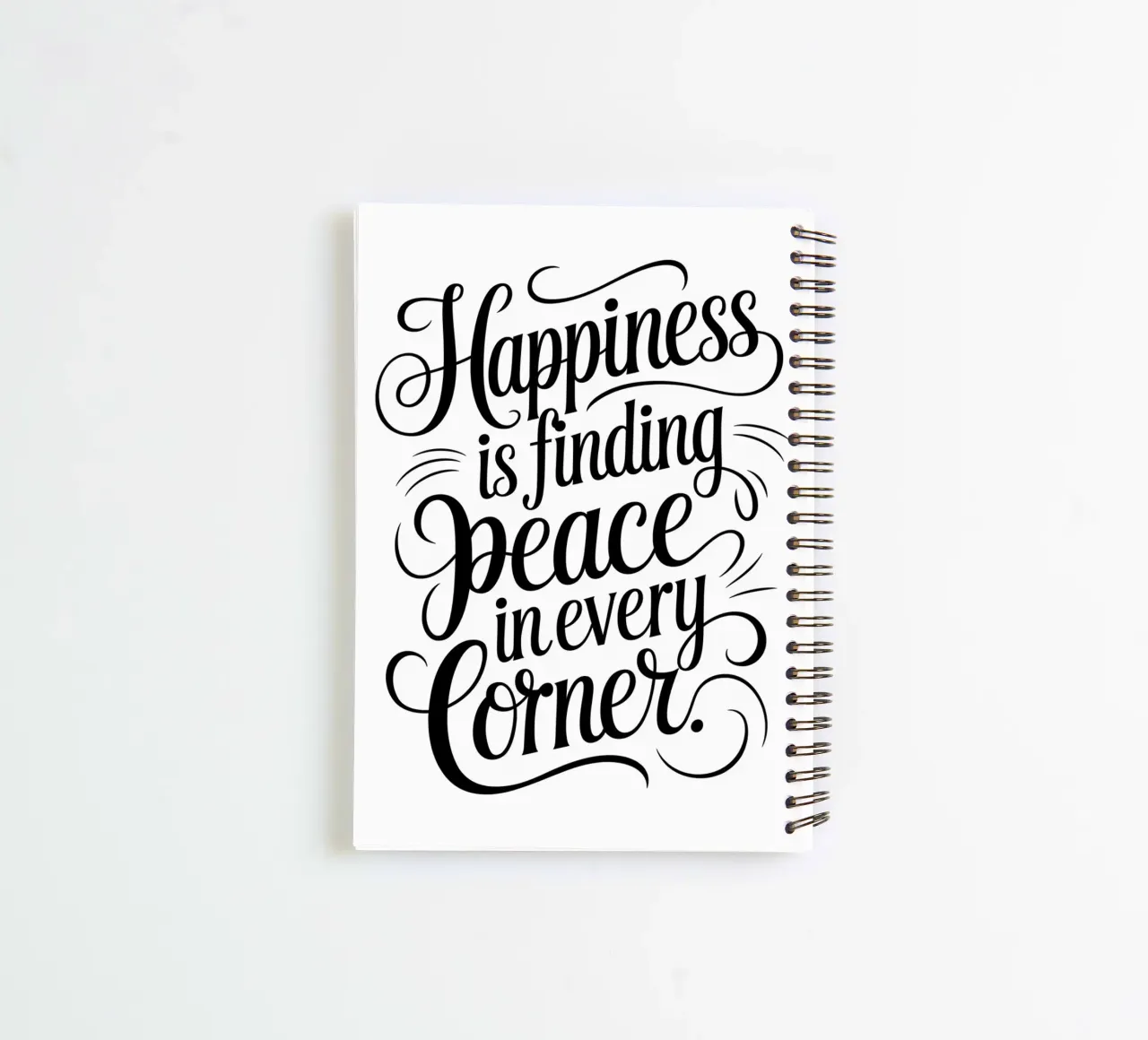 Happiness is finding peace in every corner spiral notebook by logic