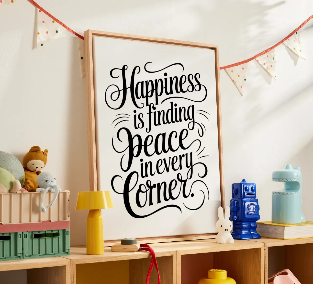 Happiness is finding peace in every corner canvas by logic