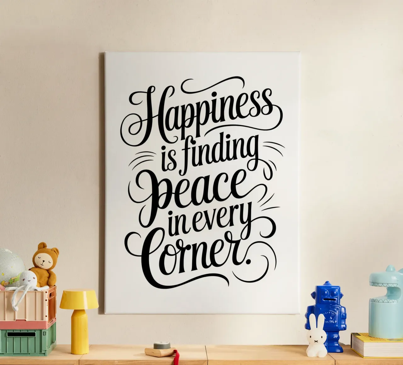 Happiness is finding peace in every corner canvas by logic