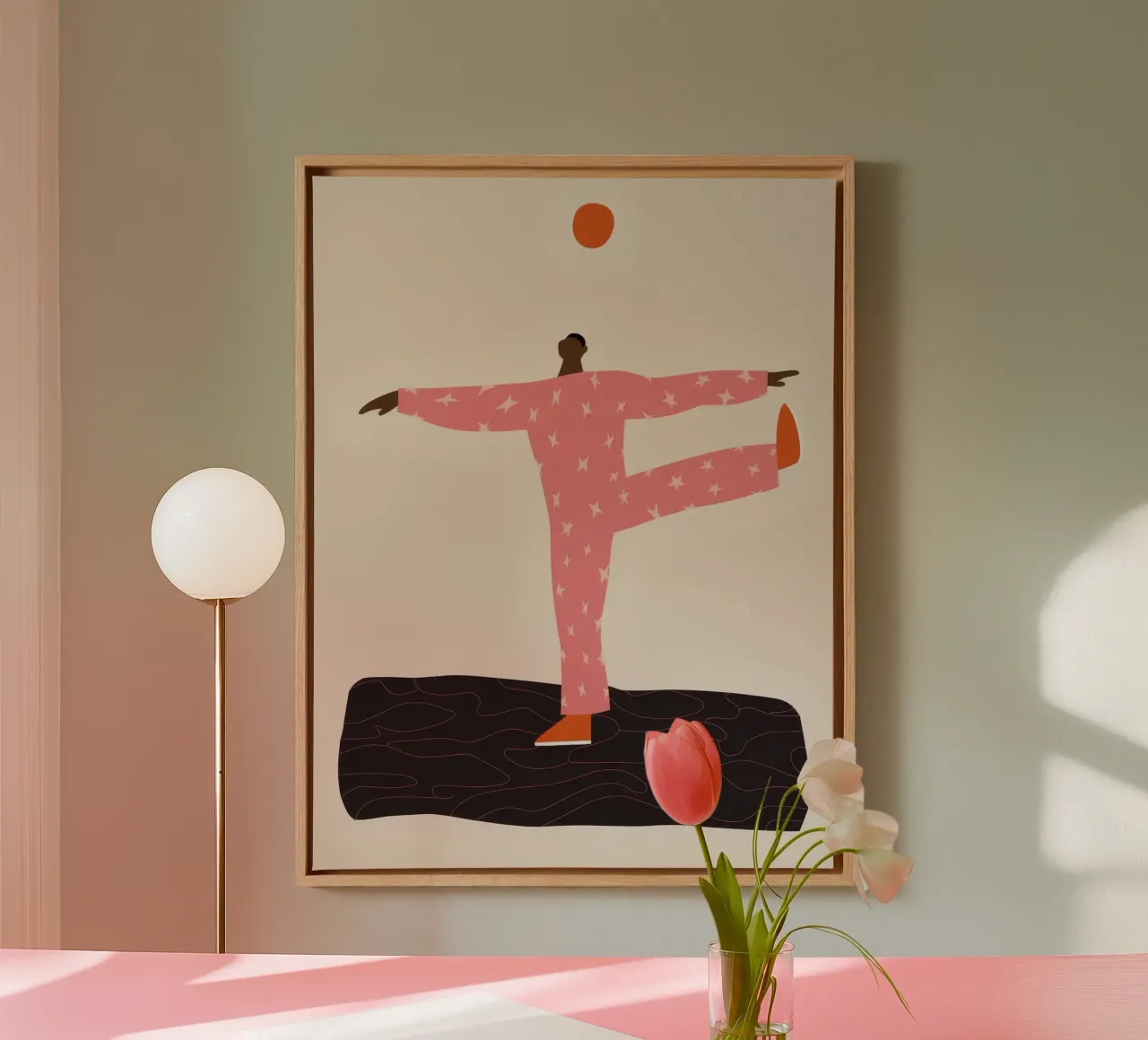 Balancing Act canvas with Floater frame by Artie Shifa