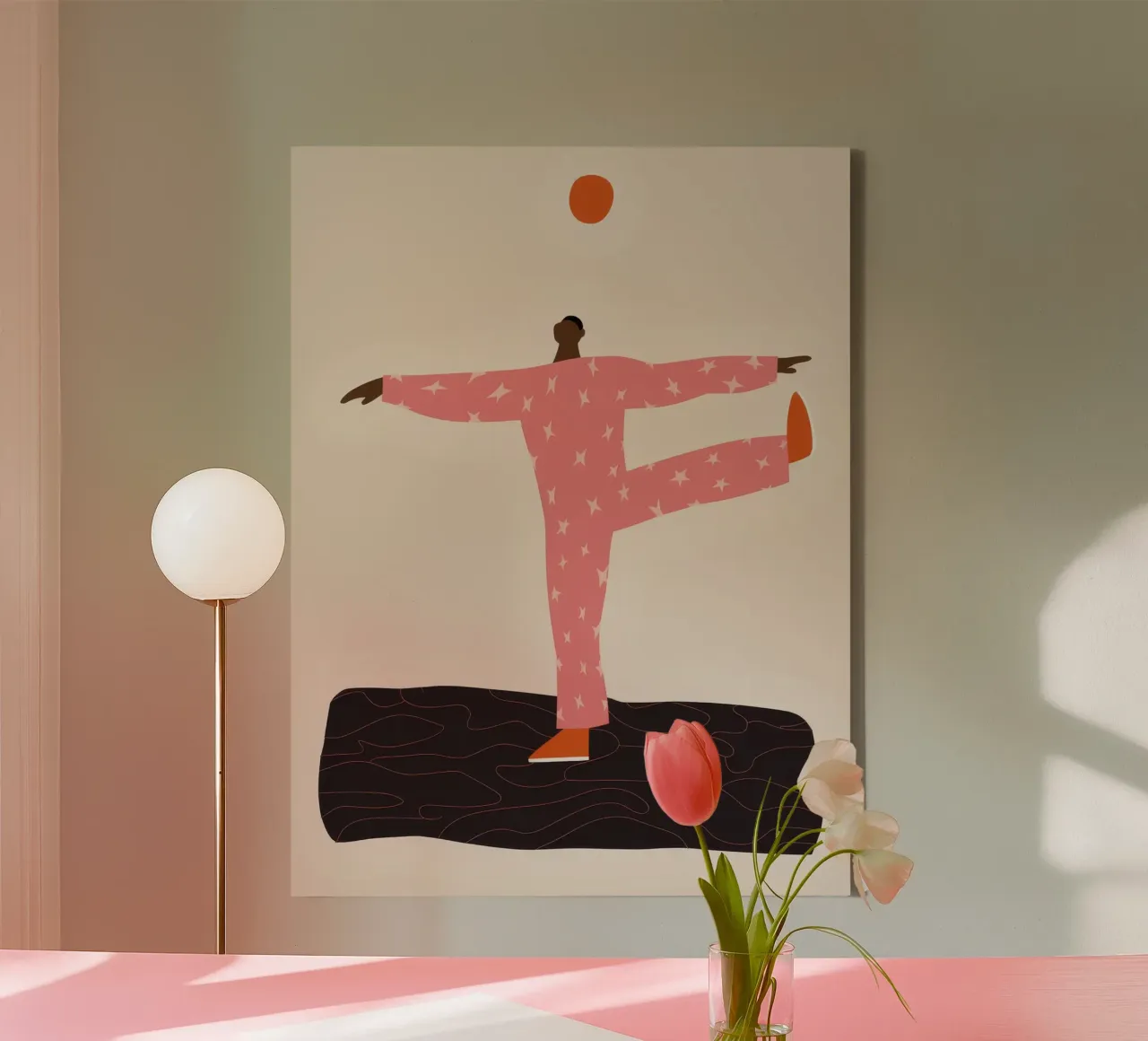 Balancing Act canvas with Floater frame by Artie Shifa