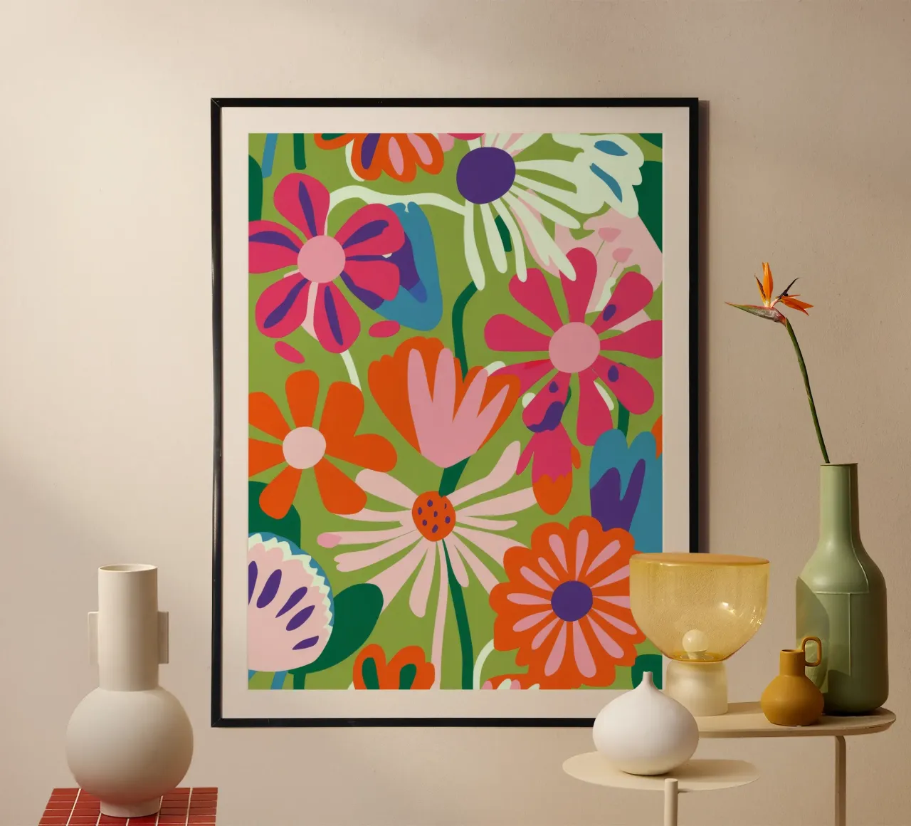 Sinfonia floreale poster con telaio in plastica da Artie Shifa