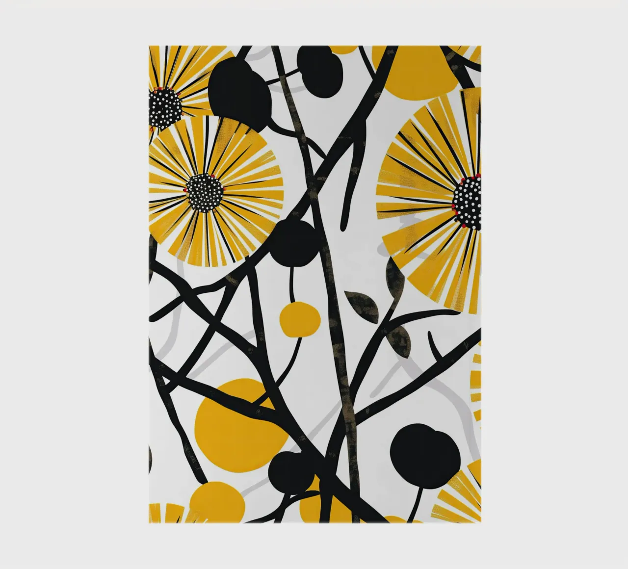 Japandi Ikebana flower pattern in yellow and black notebook by Autofocus