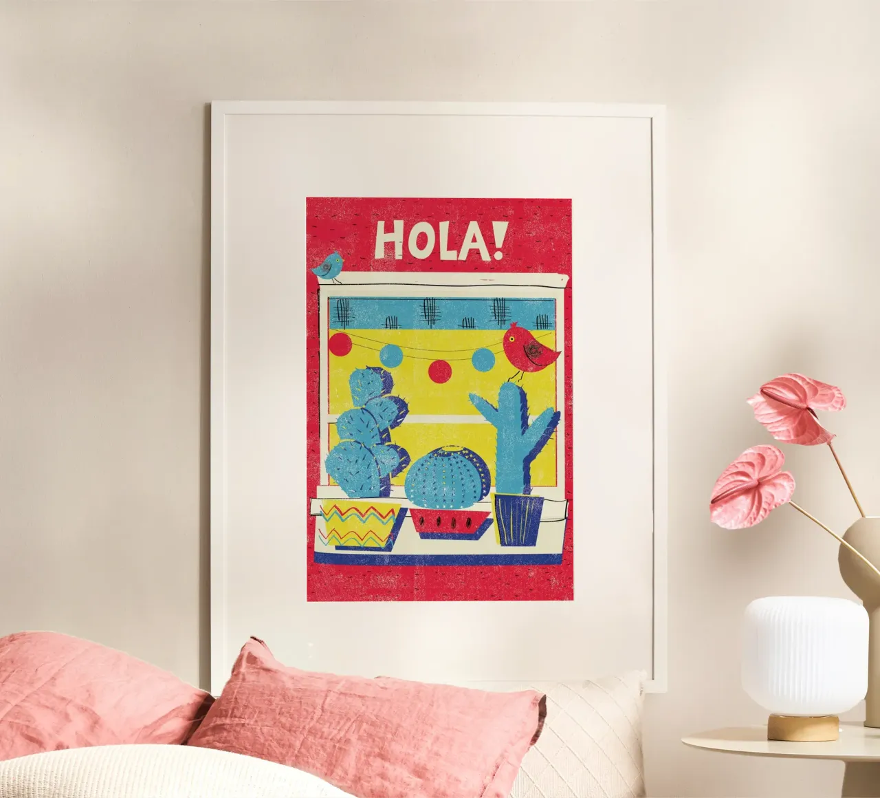 Hola! poster con telaio in legno da Rocket68