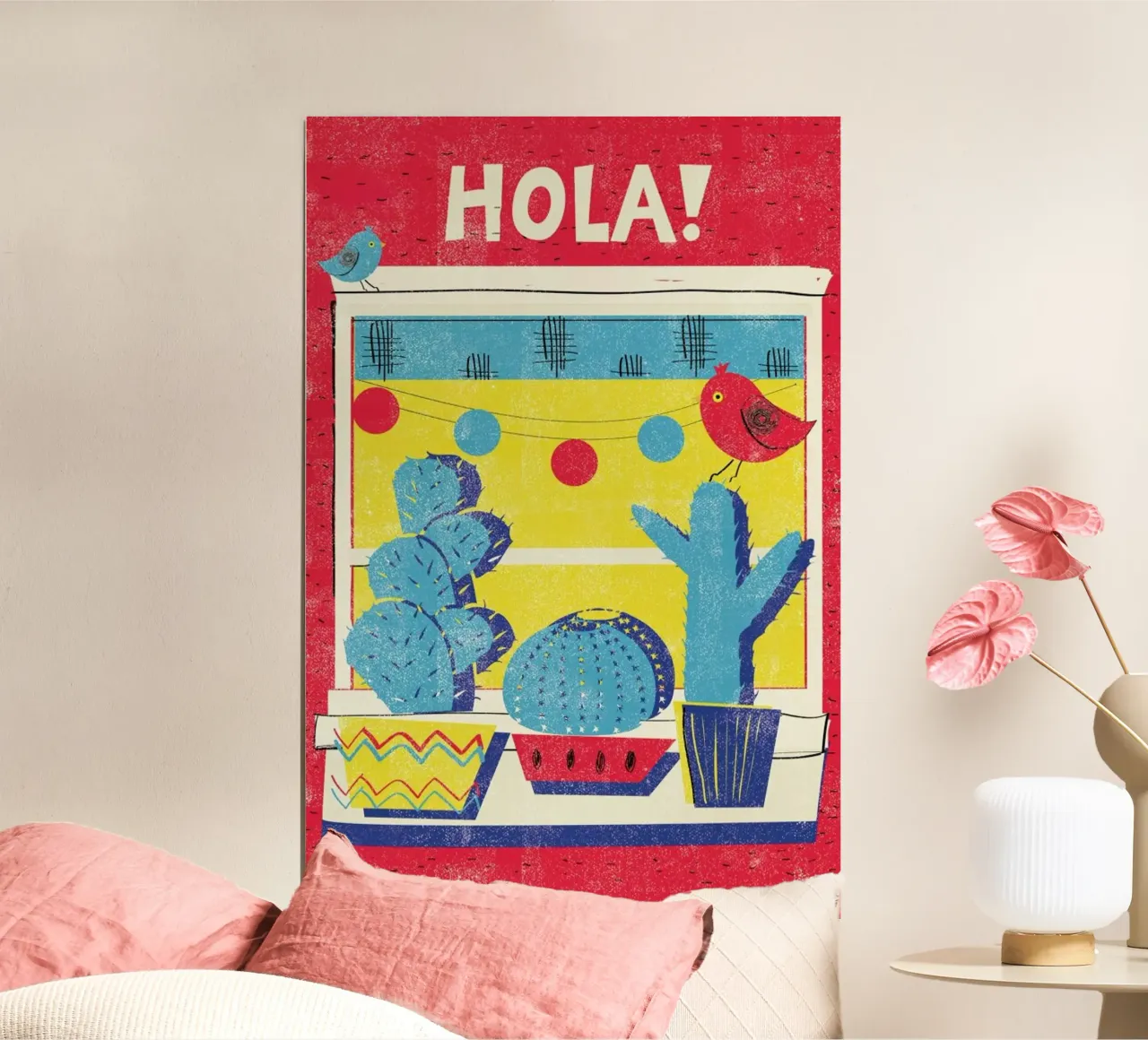 Hola! poster con telaio in legno da Rocket68