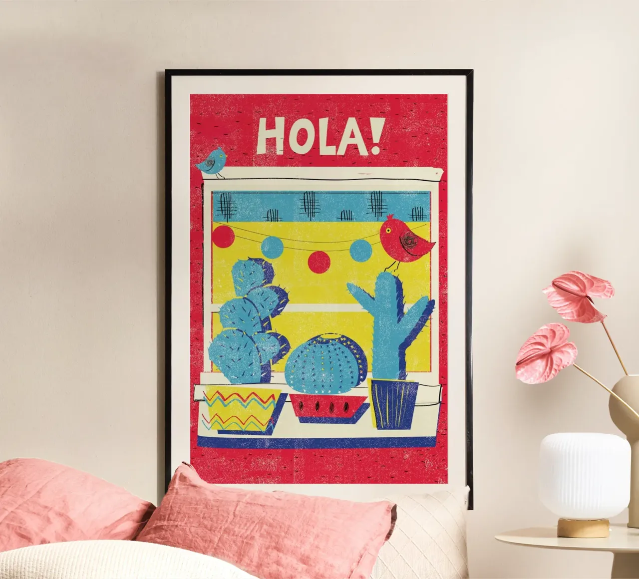 Hola! poster con telaio in legno da Rocket68