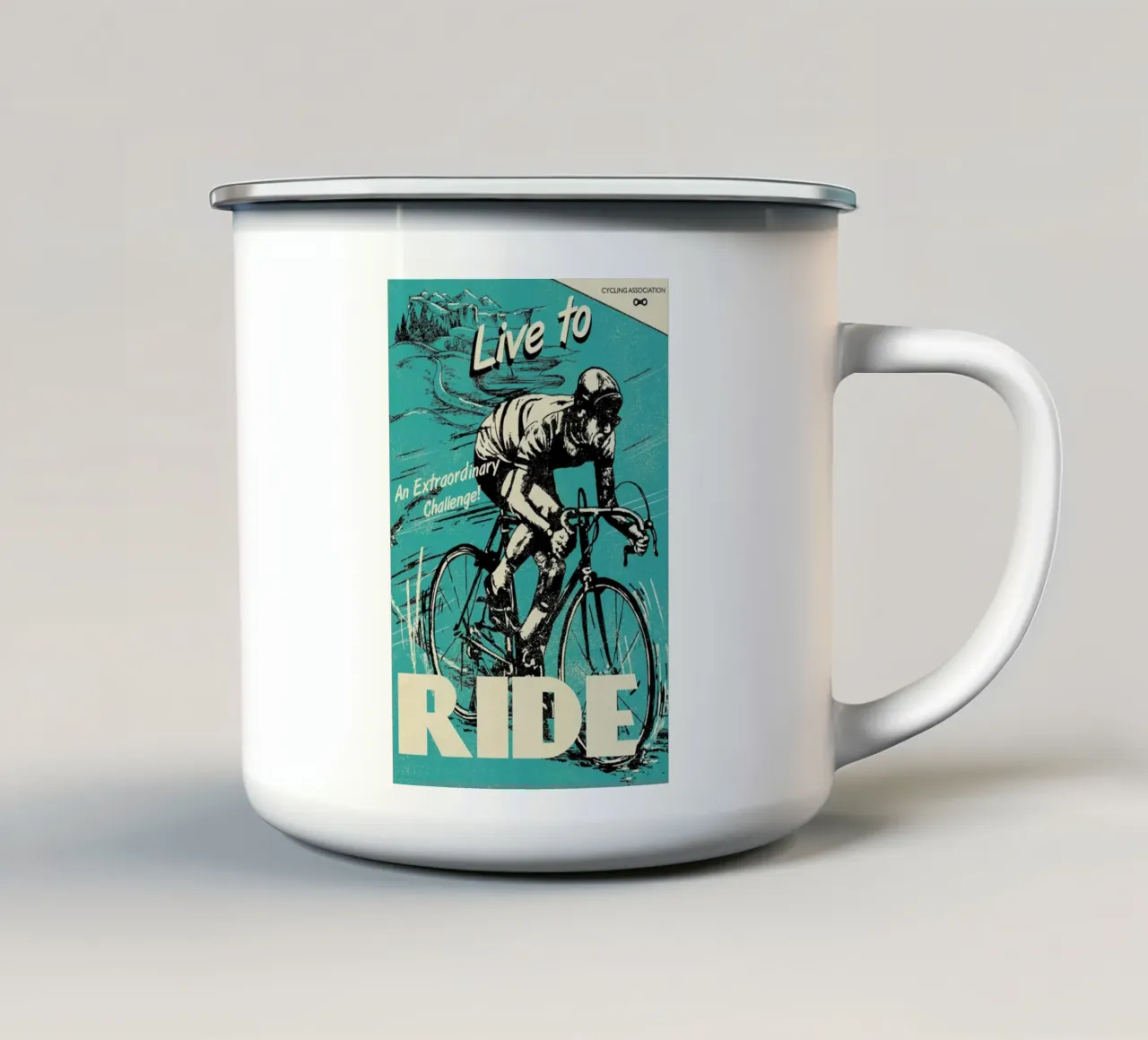 Live To Ride tazza in smalto da Rocket68