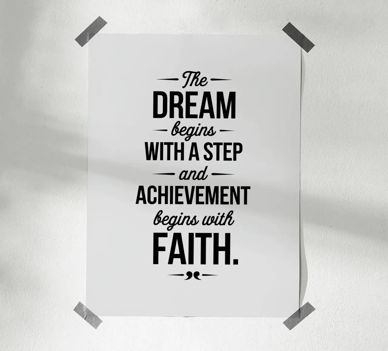 Der Traum beginnt mit einem Schritt, und die Verwirklichung beginnt mit der Wahrheit. Poster mit Holzrahmen von logic